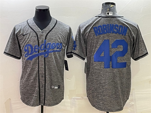 Men's Los Angeles Dodgers #42 Jackie Robinson Gray Cool Base Stitched Jersey